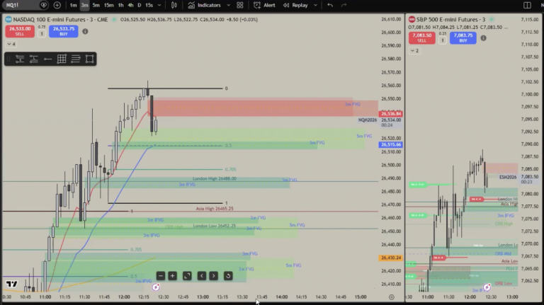 Yesterday’s Live Trading Session: Patience, Confluence, and Real-Time Market Structure